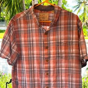 Vintage orange flannel short sleeve button down